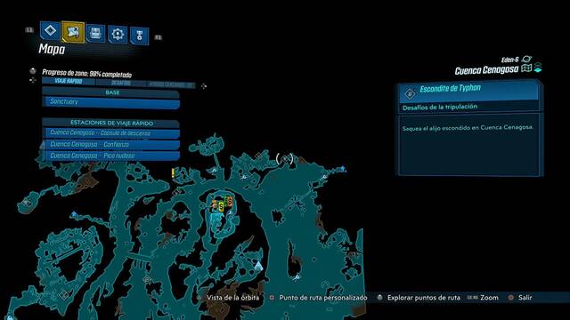 Borderlands 3 - Registros de Typhon y escondites en Eden-6 - Escondite de Typhon (Cuenca Cenagosa)