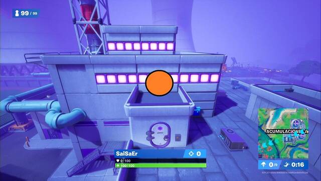 Fortnite Battle Royale - Ubicacin de crculos flotantes en Acumulaciones Airadas - Noroeste, en una azotea