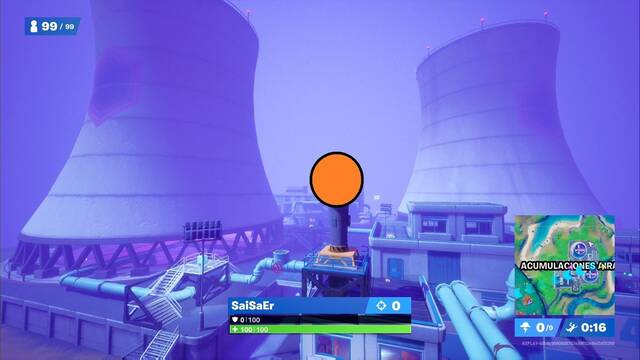 Fortnite Battle Royale - Ubicacin de crculos flotantes en Acumulaciones Airadas - Noroeste, entre las torres