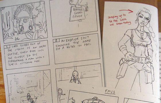 Documentos de una de las primeras versiones de Tomb Raider -