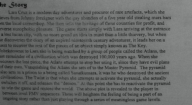 Documentos de una de las primeras versiones de Tomb Raider -