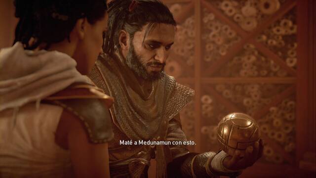 Assassin Creed Origins - Aya - Explora el pozo - Bayek sostiene el Fruto del Edn