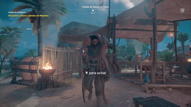 Assassin Creed Origins - Misión secundaria: Señora de la masacre - Carga con Pamu hasta el templo
