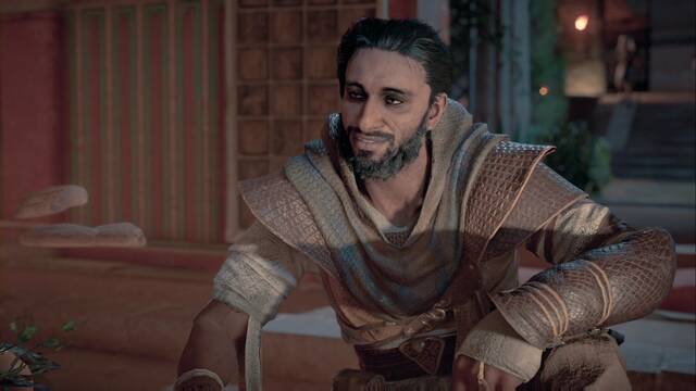 Assassin Creed Origins - Las mentiras del Escarabajo - Bayek disfruta de la cena