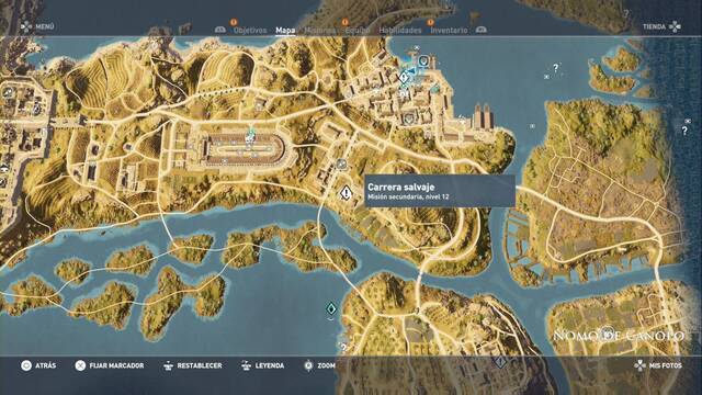 Assassin Creed Origins - Misión secundaria: Carrera salvaje - Ubicación