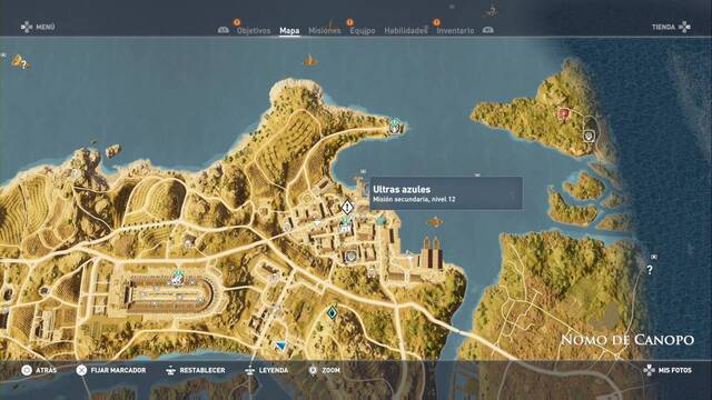 Assassin Creed Origins - Misión secundaria: Ultras azules - Ubicación