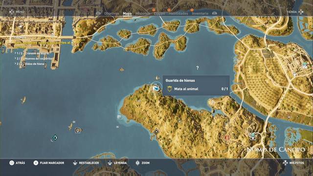 Assassin Creed Origins - Misión secundaria: Piel dura - Guarida de hienas