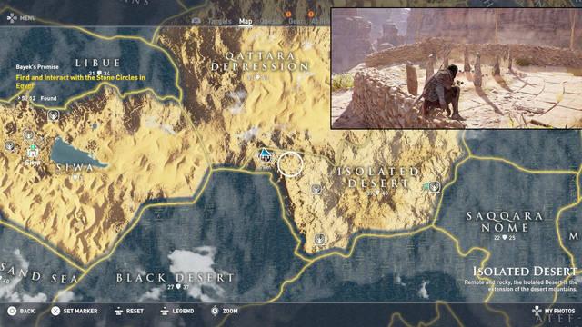 Assassins Creed Origins - Crculos de Piedras - Desierto aislado: Pez cabra - Localizacin