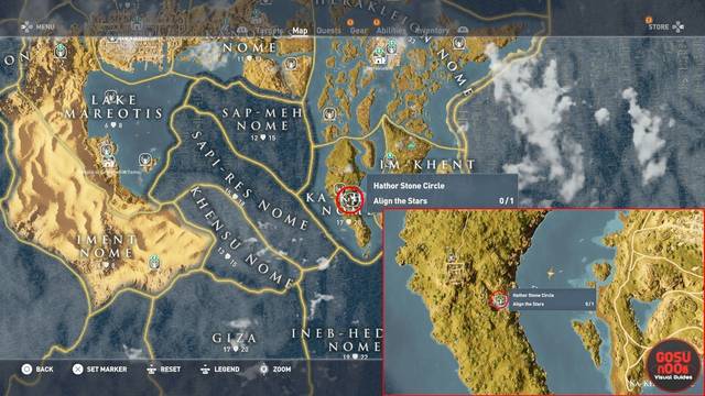 Assassins Creed Origins - Crculos de Piedras - Nomo de Ka-Khem: Hathor - Localizacin