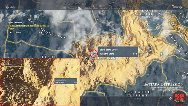Assassins Creed Origins - Crculos de Piedras - Depresin Qattara: Osiris - Localizacin