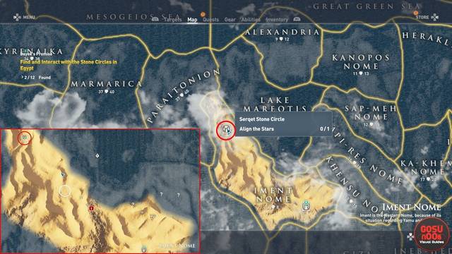 Assassins Creed Origins - Crculos de Piedras - Nomo de Iment: Serket - Localizacin