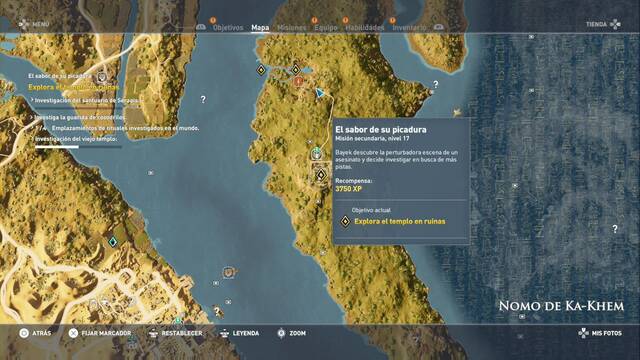 Assassin Creed Origins - Misión secundaria: El sabor de su picadura - Continuación - Ubicación