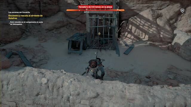 Assassin Creed Origins - Las escamas del Cocodrilo - Scalo de la jaula y del campamento