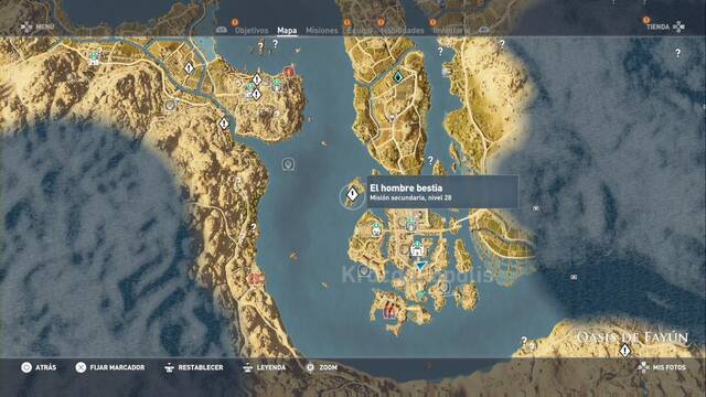 Assassin Creed Origins - Misin secundaria: El hombre bestia - Ubicacin