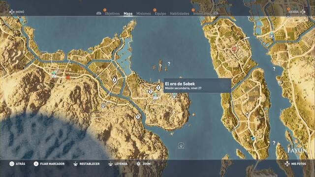 Assassin Creed Origins - Misión secundaria: El oro de Sobek - Ubicación
