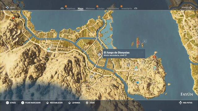 Assassin Creed Origins - Misión secundaria: El fuego de Dionysias - Ubicación