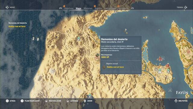 Assassin Creed Origins - Misión secundaria: Demonios del desierto - Ubicación