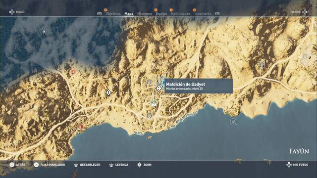 Assassin Creed Origins - Misión secundaria: Maldición de Uadyet - Ubicación