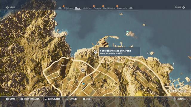 Assassin Creed Origins - Misión secundaria: Contrabandistas de Cirene - Ubicación