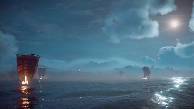 Assassin Creed Origins - La caída de un Imperio y el alzamiento de otro - Barcos en llamas contra nuestra flota