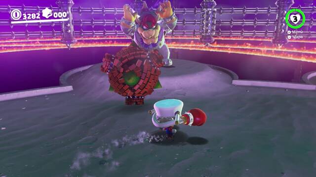 Super Mario Odyssey - Reino Luna - Jefe final: Bowser - Combate contra Bowser