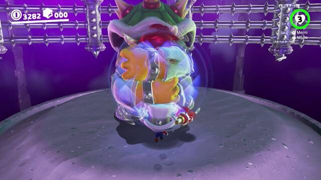 Super Mario Odyssey - Reino Luna - Jefe final: Bowser - Combate contra Bowser