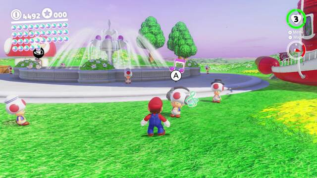 Super Mario Odyssey - Reino Champin - Energiluna 19 - Toad escuchando misca