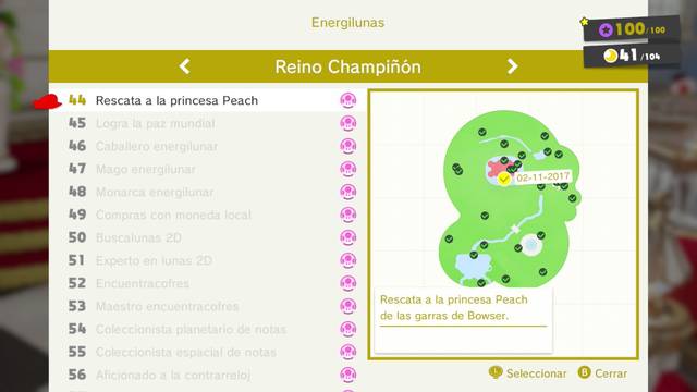 Super Mario Odyssey - Reino Champin - Energilunas 44 a 104 - Logros