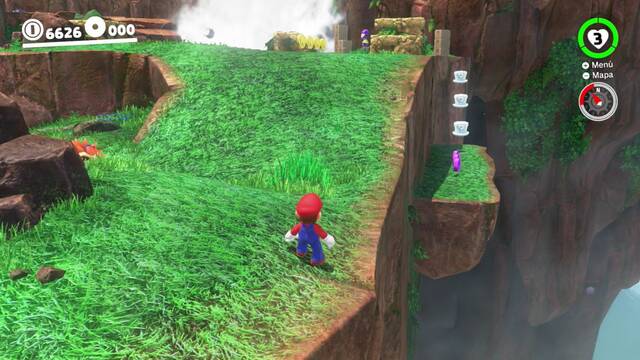 Super Mario Odyssey - Reino de las Cataratas - Monedas moradas Zona inicial - Monedas moradas 7 9