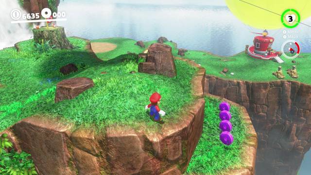 Super Mario Odyssey - Reino de las Cataratas - Monedas moradas Tras cruzar el río - Monedas moradas 16 19