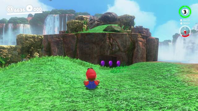 Super Mario Odyssey - Reino de las Cataratas - Monedas moradas Tras cruzar el río - Monedas moradas 26 28