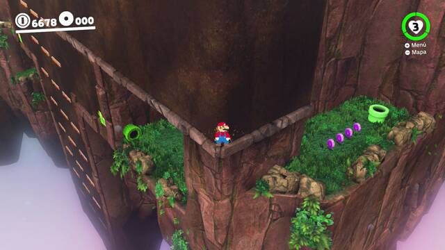 Super Mario Odyssey - Reino de las Cataratas - Monedas moradas Tras pasar la zona los Chomp encadenados - Monedas raras 35 38