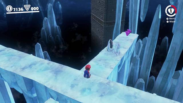 Super Mario Odyssey - Reino de las Arenas - Monedas moradas Cueva del remolino de las Ruinas centrales - Monedas moradas 47 48