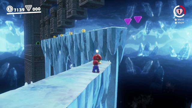 Super Mario Odyssey - Reino de las Arenas - Monedas moradas Cueva del remolino de las Ruinas centrales - Monedas moradas 49 50