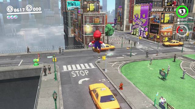 Super Mario Odyssey - Reino Urbano - Energiluna 54 - Pjaro haciendo la ronda