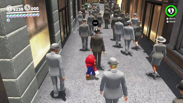 Super Mario Odyssey - Reino Urbano - Energiluna 75 - Hombre con sombrero que tiene ojos