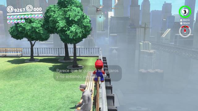 Super Mario Odyssey - Reino Urbano - Energilunas 70 y 72 - Pjaro haciendo la ronda
