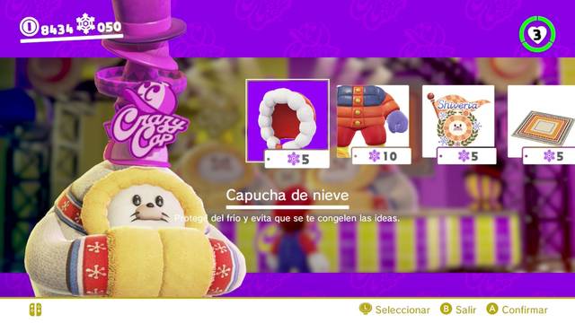Super Mario Odyssey - Reino del Hielo - Energilunas 28 y 29 - Capucha de nieve
