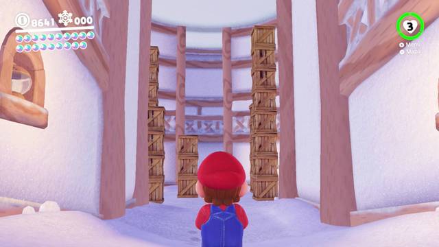 Super Mario Odyssey - Reino del Hielo - Energiluna 42 - Columnas de cajas