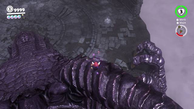 Super Mario Odyssey - Reino de las Ruinas - Energiluna 8 - Lanzar roca desde el jefe