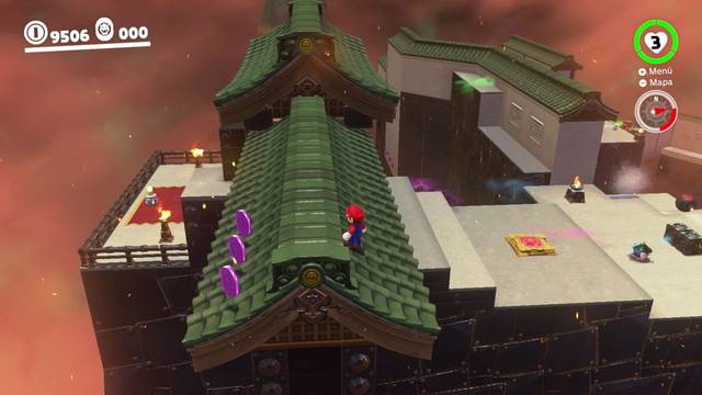 Super Mario Odyssey - Reino de Bowser - Monedas moradas - Segundo patio - Monedas moradas 37 39