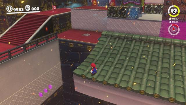 Super Mario Odyssey - Reino de Bowser - Monedas moradas - Muro interior del castillo de Bowser - Monedas moradas 58 60