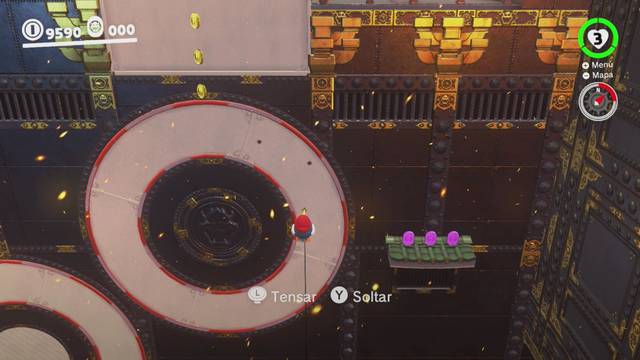 Super Mario Odyssey - Reino de Bowser - Monedas moradas - Muro interior del castillo de Bowser - Monedas moradas 68 70