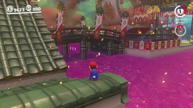 Super Mario Odyssey - Reino de Bowser - Monedas moradas - Bajo el torreón del Castillo de Bowser - Monedas moradas 86 88