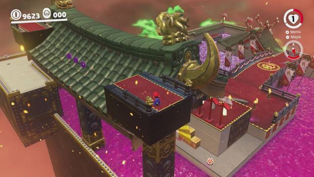 Super Mario Odyssey - Reino de Bowser - Monedas moradas - Bajo el torreón del Castillo de Bowser - Monedas moradas 89 91