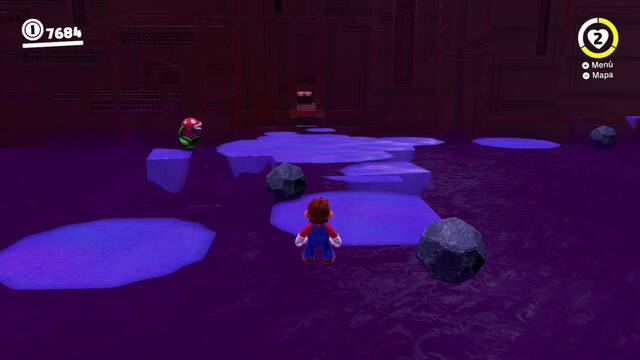 Super Mario Odyssey - Cara oculta de la luna - Energilunas 6 y 5 - Cofre en el hueco