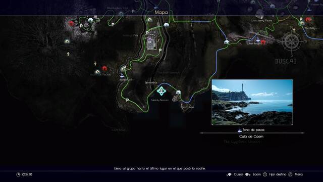 Final Fantasy XV Lugares para pescar - Cala de Caem
