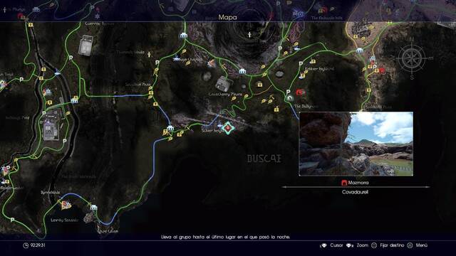 Final Fantasy XV Lugares para pescar - Cenote de Daurell