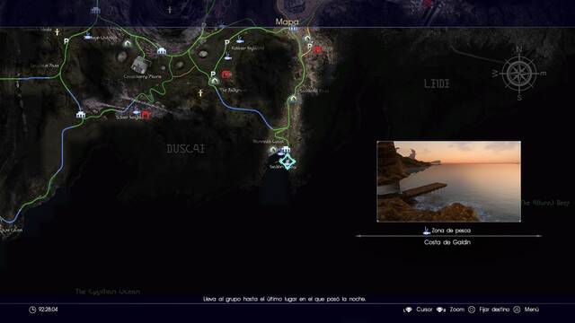 Final Fantasy XV Lugares para pescar - Costa de Galdin