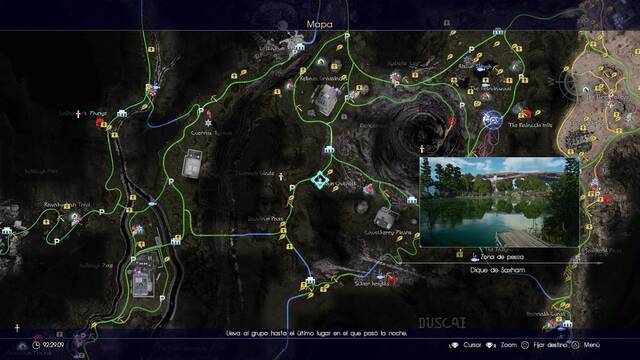 Final Fantasy XV Lugares para pescar - Dique de Saxham